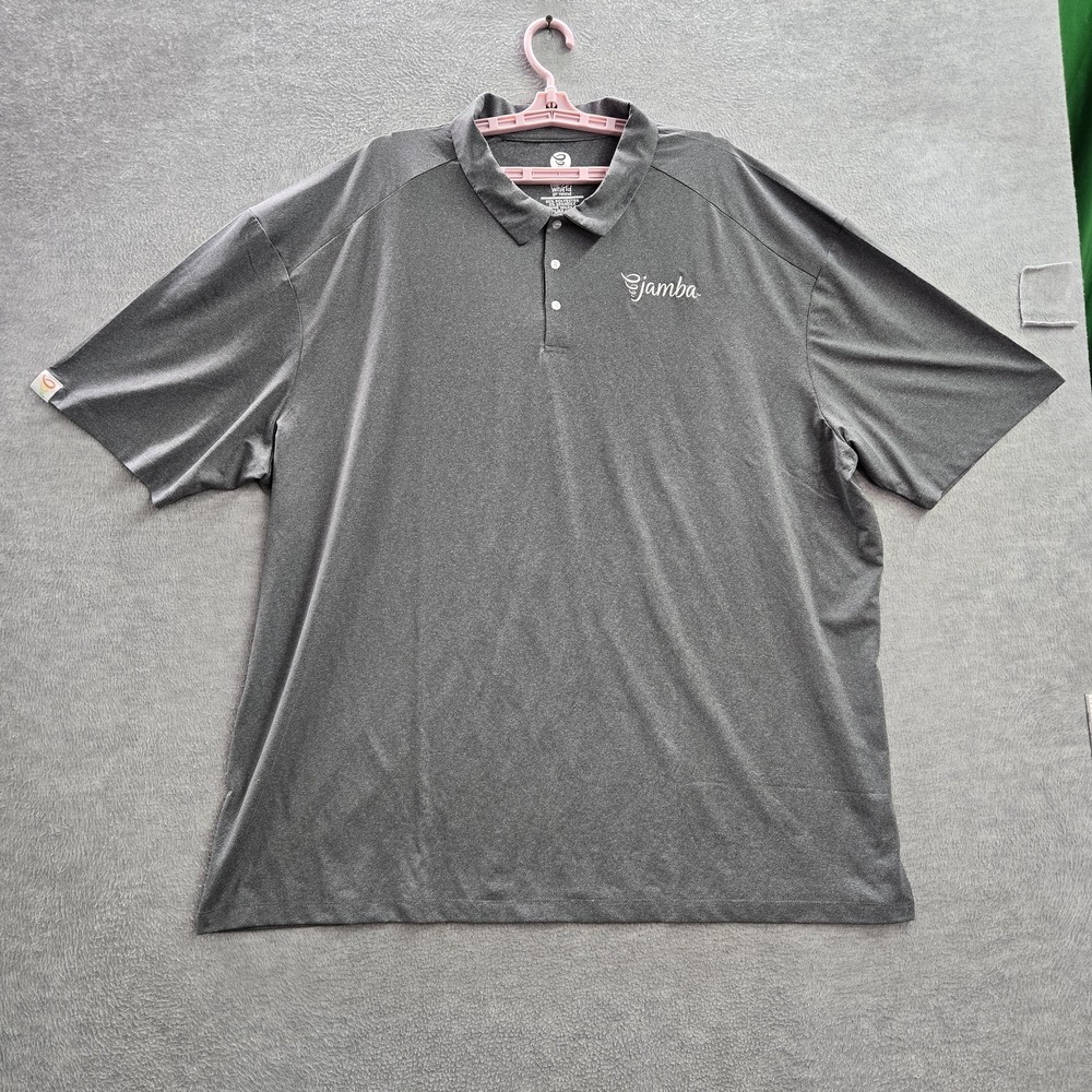 Jamba Men Polo 4XL Gray Front Chest Embroidery Whirl'd Activewear‎ Logo